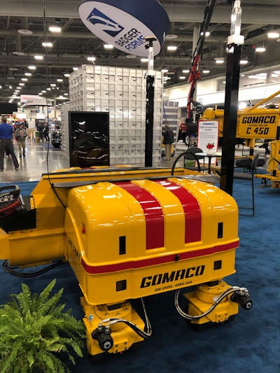 GOMACO CC-1200e electric curb paver displayed at World of Concrete