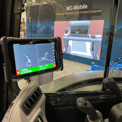 Topcon MC-Mobile machine control system installed in a mini excavator.