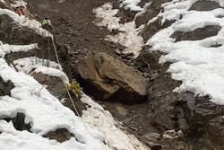 boulder over U.S. 12 White Pass Washington State removed