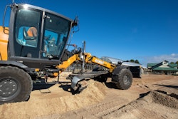 Case 836C motor grader on slope