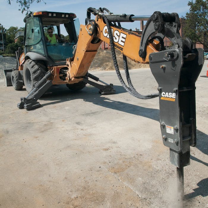 Case Backhoe with hammer attachment