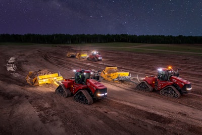 K-Tech Earthmovers and Ashland Industries scrapers on a mass excavation project.