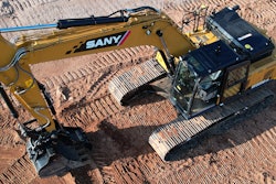 Sany excavator in the dirt.