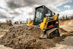 ASV compact track loader moving dirt.