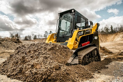 ASV compact track loader moving dirt.