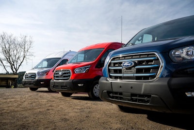 Line-up of E-Transits