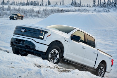 2022 Ford F-150 Lightning testing snow and ice Alaska