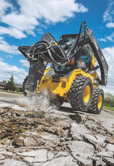John Deere 332G skid steer hammer