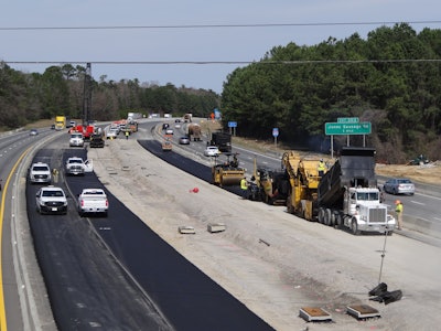 I-40 widening N.C. S.T. Wooten paving train