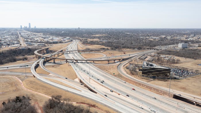 aerial view I-235 & I-44 interchange Oklahoma City