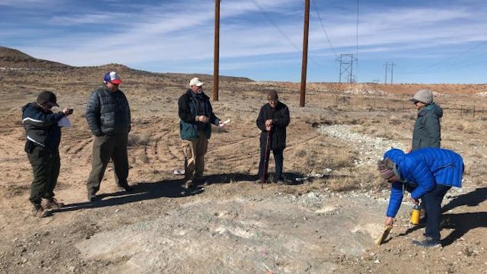 Brent Breithaupt and others during paleontological visit to Mill Canyon site