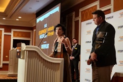 Marcia Veidmark, President of SSC Underground, accepts her Contractor of the Year award