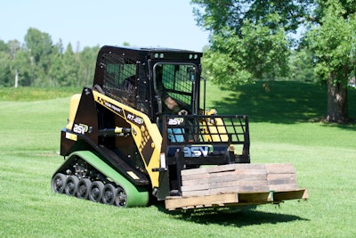 ASV Turf Tracks on RT-25 compact track loader on grass