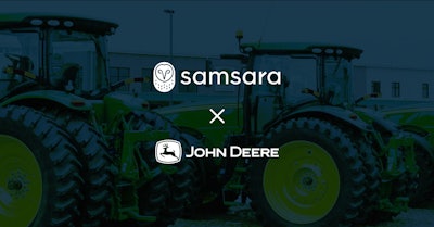 John Deere tractors overlay with Samsara and John Deere logos