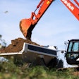 Link Belt 355 X4S Excavator loading a haul truck.
