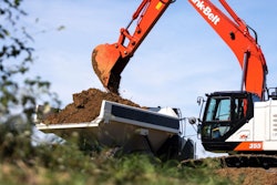 Link Belt 355 X4S Excavator loading a haul truck.