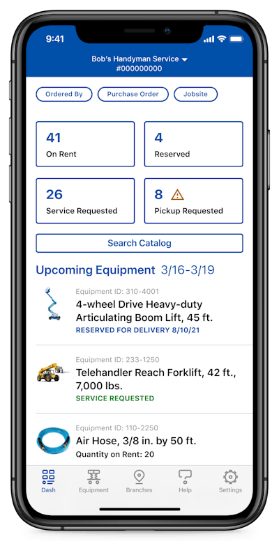 Screenshot of mobile app dashboard