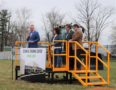 Stephen Roy speaking at Volvo CE training center groundbreaking.