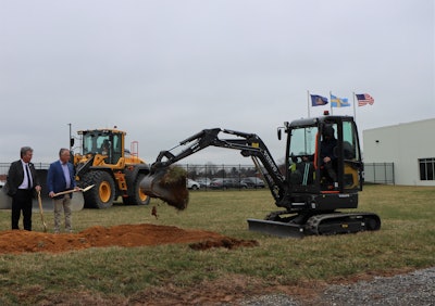 Volvo ECR25 Electric Excavator at groundbreaking ceremony