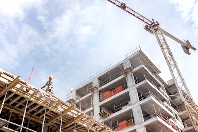 Tower crane at a building construction site