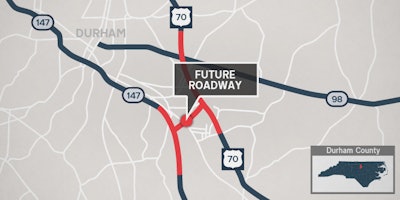 map new I-885 Durham NC East End Connector