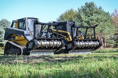 Diamond Mowers OD Pro X drum cutter attachment on a compact track loader