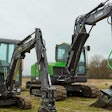 Limach electric excavators parked outside