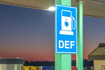 diesel exhaust fluid (DEF) sign at a truck stop