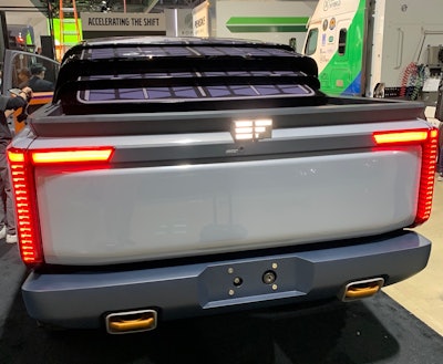 A retractable bed cover can be optioned with solar panels.