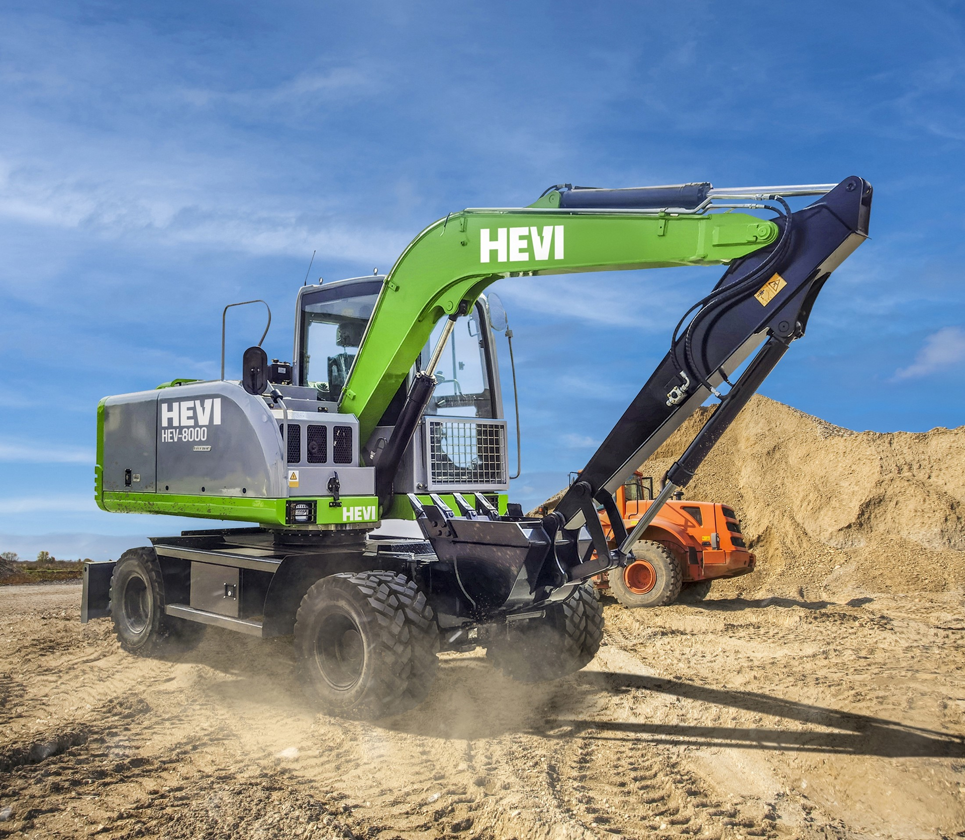 Hevi Equipment GEX-800 wheeled excavator at a construction site