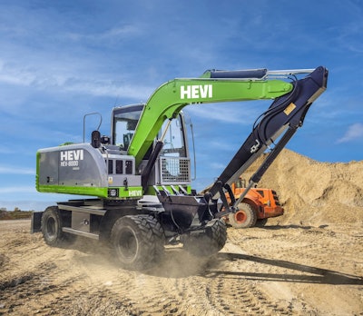 Hevi Equipment GEX-800 wheeled excavator at a construction site