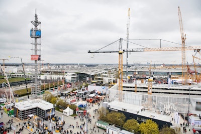 Aerial view of exhibits at Bauma