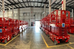 LGMG scissor lifts in a warehouse