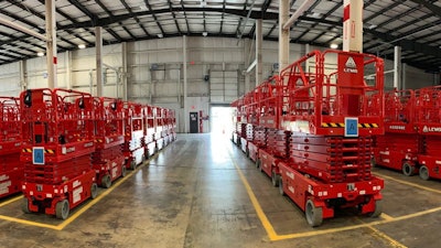 LGMG scissor lifts in a warehouse