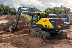 Volvo EC230 E digging at a site