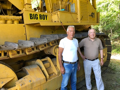 1972 Allis-Chalmers HD41 dozer Ron Barton and Frank Burke stand beside