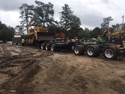 1972 Allis-Chalmers HD41 dozer on trailer with 13 axles and 52 wheels