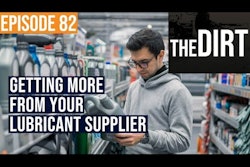 Episode 82 The Dirt Getting More From Your Lubricant Supplier text over an image of a man reading a bottle of oil