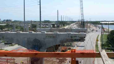 portland limestone cement used on Gateway Expressway project in Florida bridge piers under construction