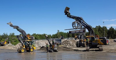 Construction equipment on display at the Volvo Days Event in Sweden