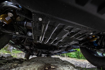 Boron steel skid plate protection