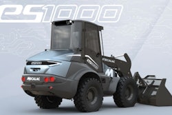 Mecalac eS1000 electric swing loader light gray graphic