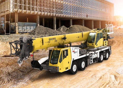 Grove TMS800-2 truck crane at a construction site