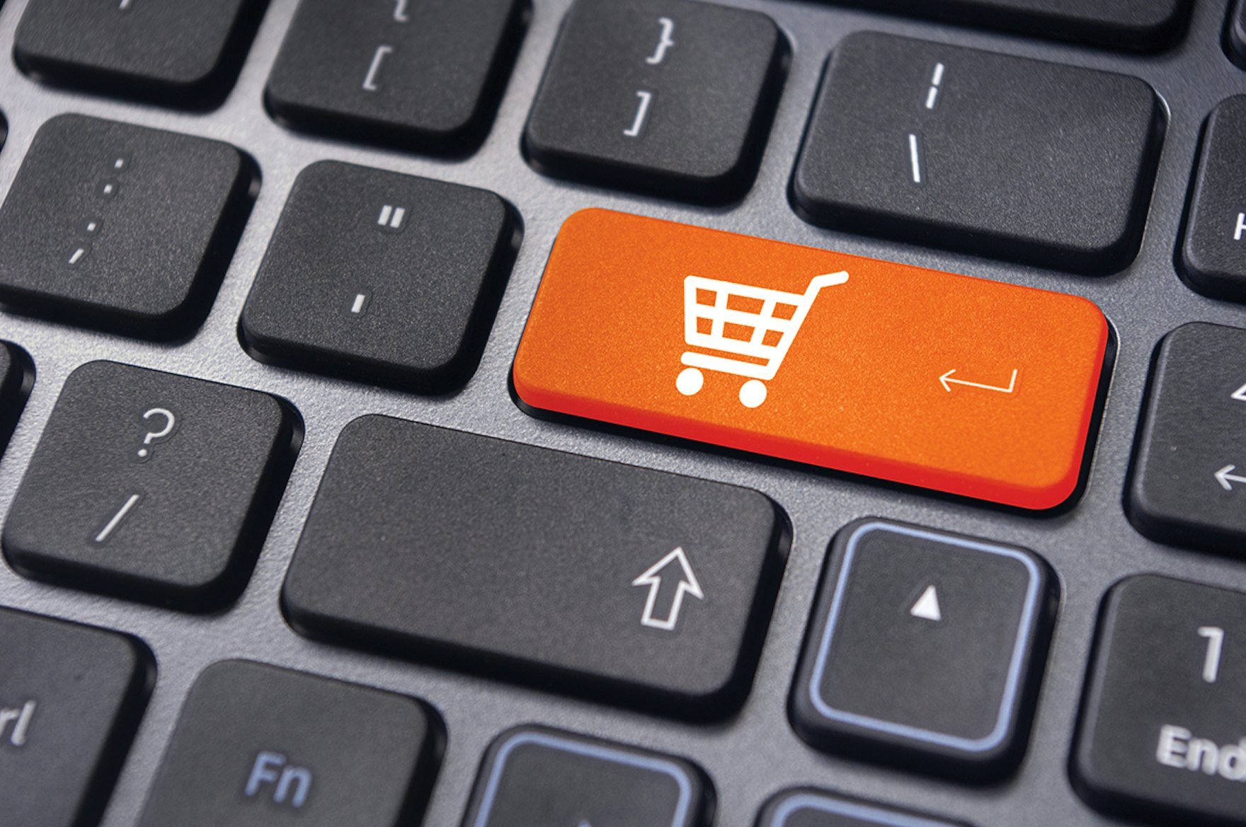 shopping cart image on keyboard