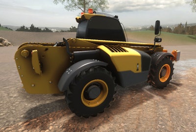 CM Labs screenshot of telehandler simulation