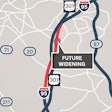 NCDOT map illustration showing red line marking future I-95 widening section