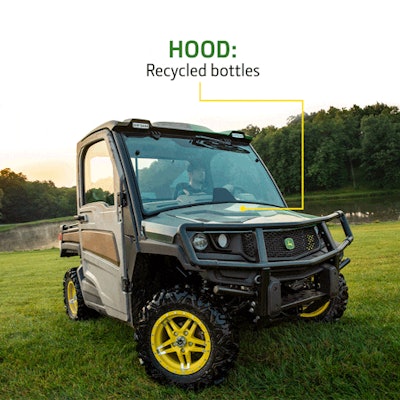 John Deere and Ford's sustainable Gator with hood made from recycled bottles