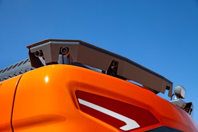 Ultrasonic detection sensors on back of Doosan -7 series excavators