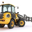 Volvo L25 electric compact wheel loader with fork attachment