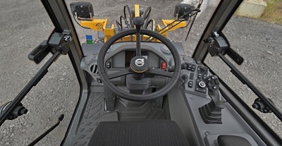 Cab of a Volvo Construction Equipment L20 Electric compact wheel loader